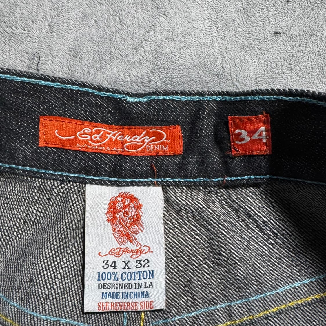 Ed hardy USA y2k 빈티지 독수리 자수 데님팬츠 상품이미지8