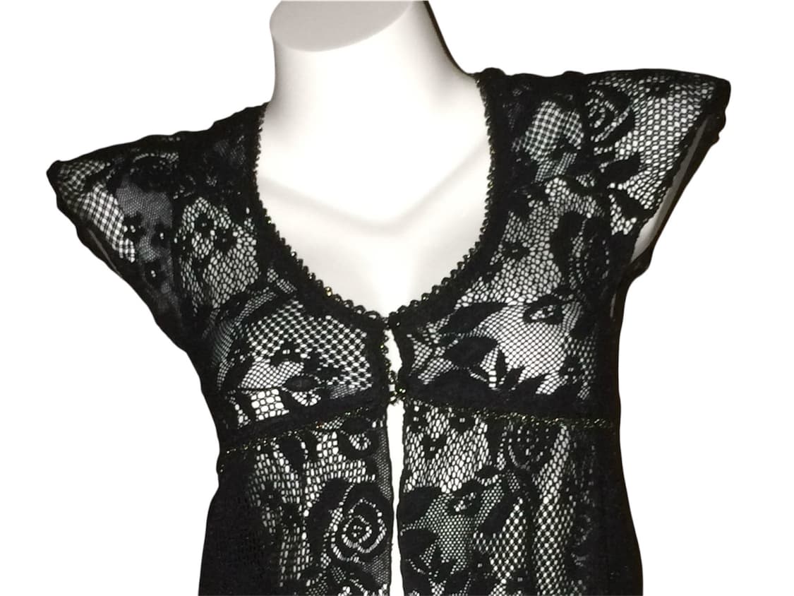 빈티지 레이스 시스루 로즈 레이어드 니트 가디건 상품이미지2