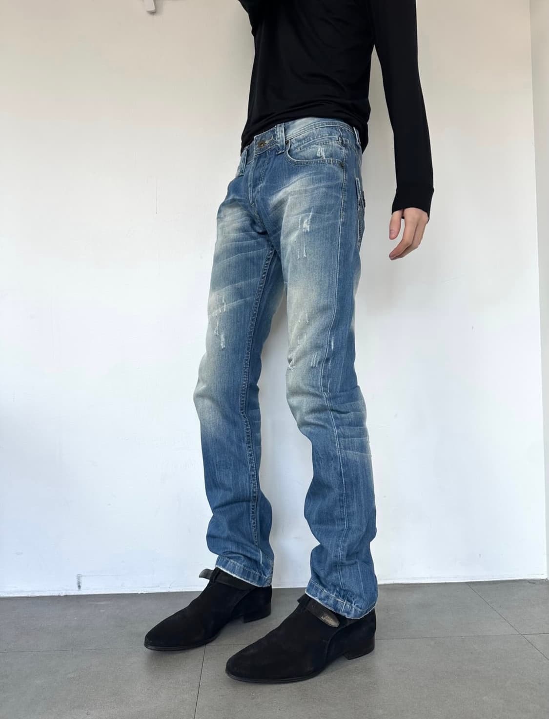 돌체앤가바나 백포켓 블루 워싱 데님팬츠 상품이미지2