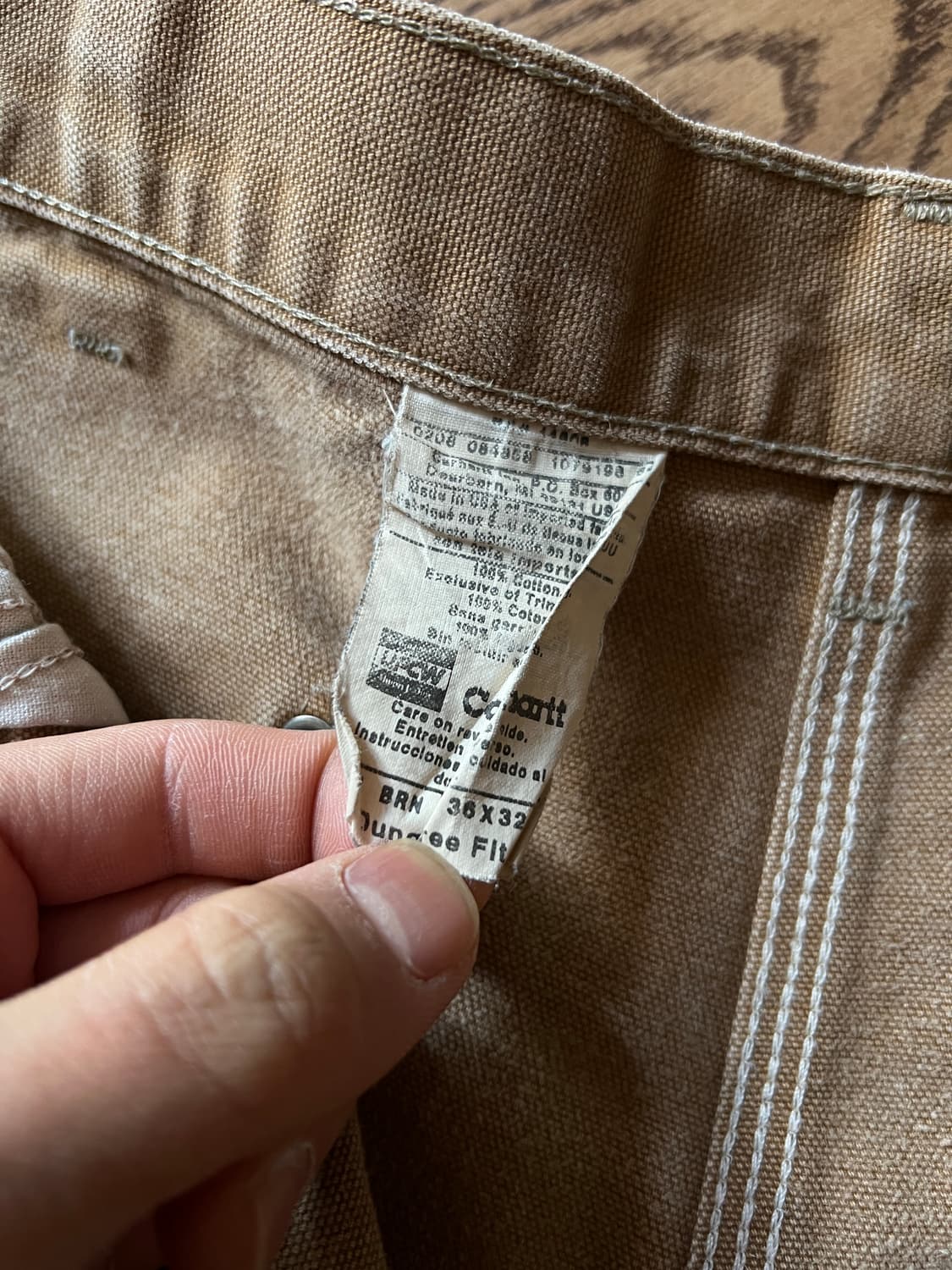 [36]칼하트 Made in USA 더티 페이딩 브라운 더블니 워크 팬츠 상품이미지8