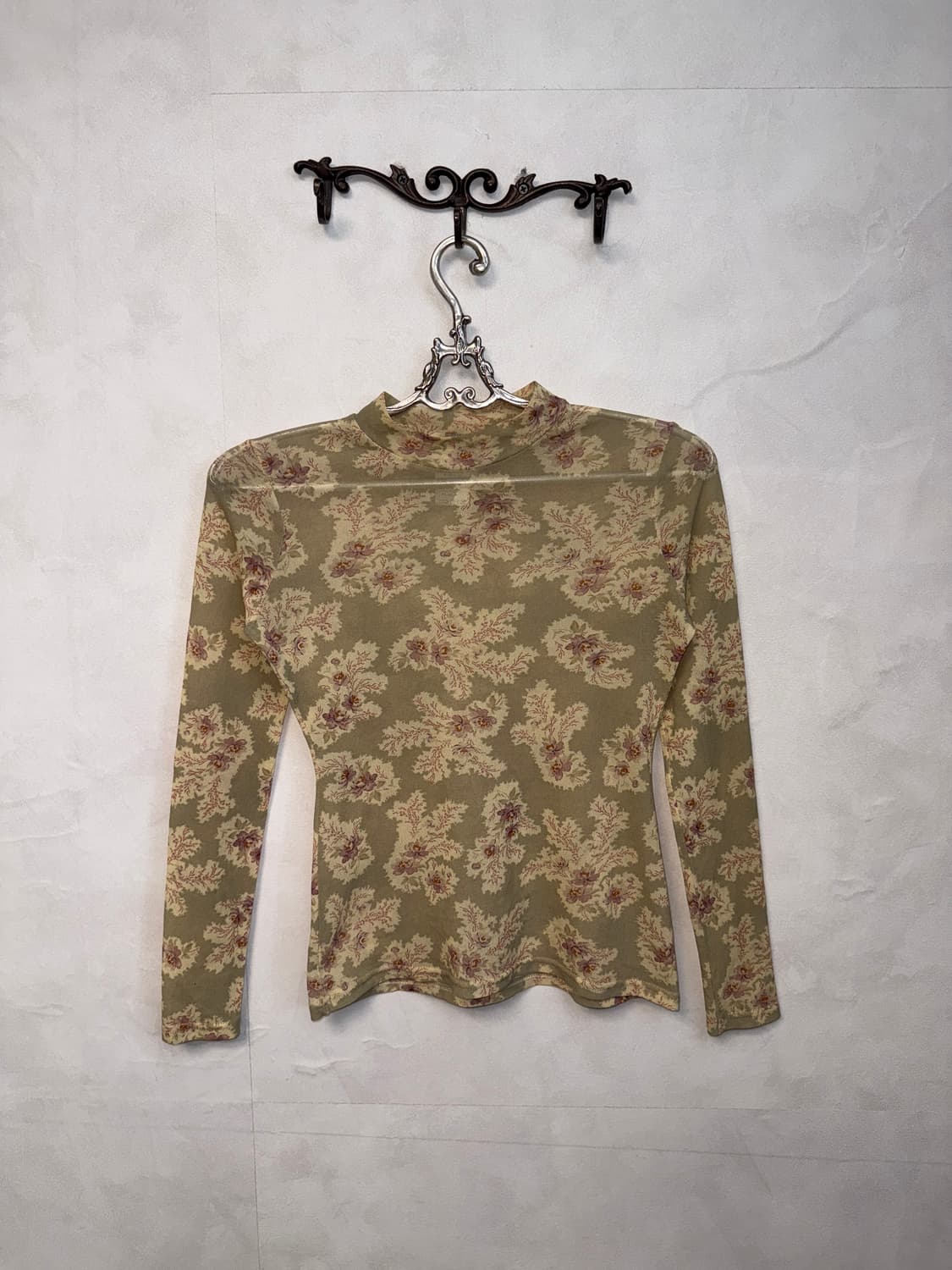 Rectangle blanc cream floral mesh blouse 상품이미지3