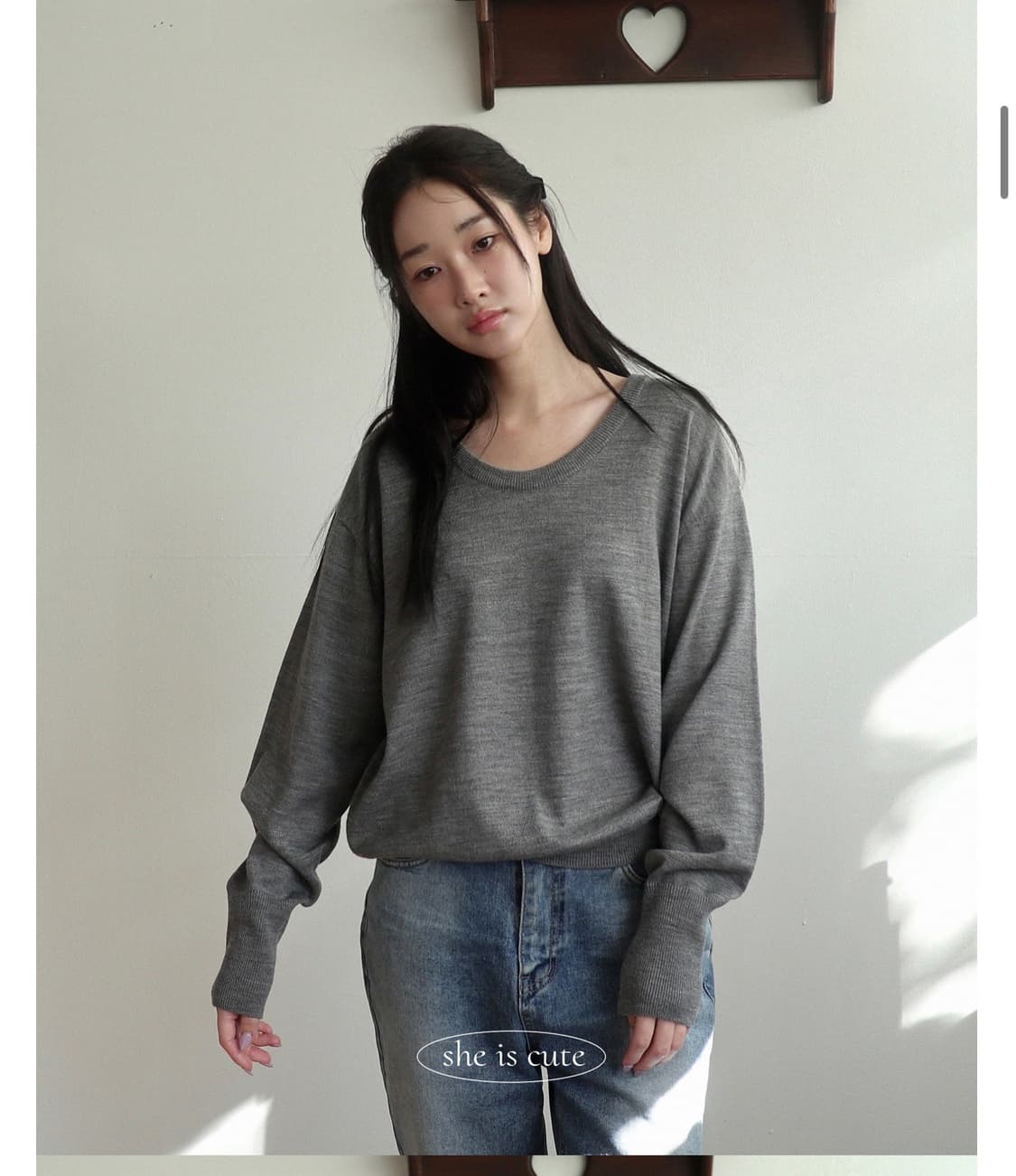 쉬이즈큐트 니트웨어 피크닉 니트 그레이 (새상품) 상품이미지1