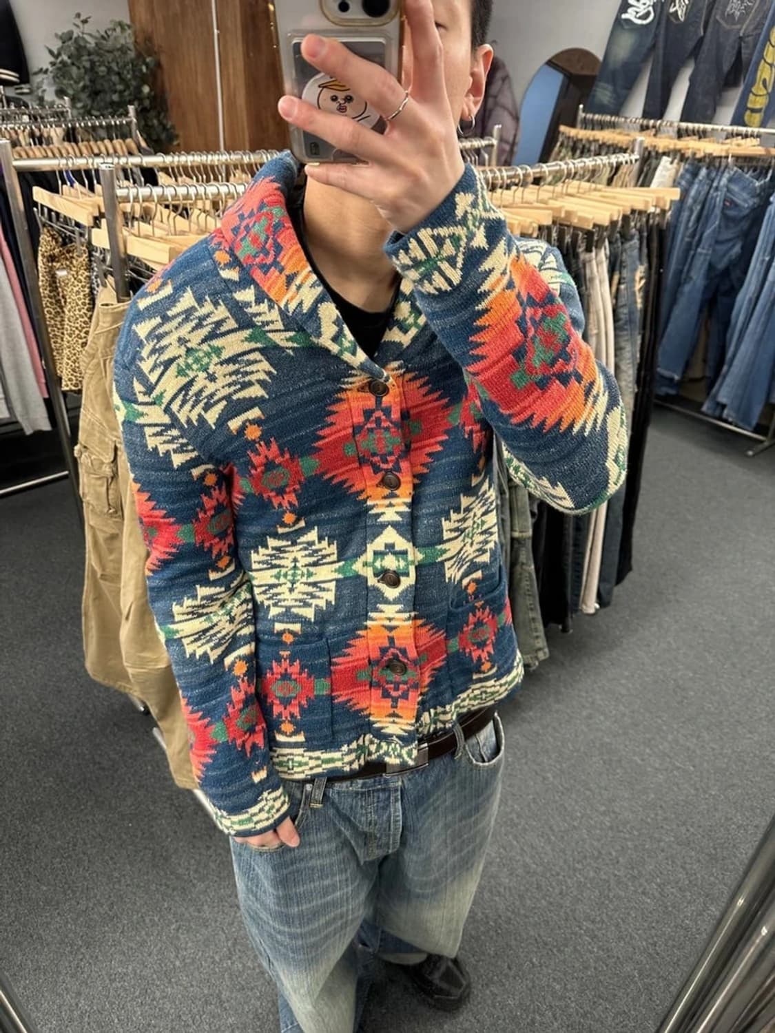 데님앤서플라이 00's 에스닉 패턴 코위찬 버튼 니트 PN7169 상품이미지2