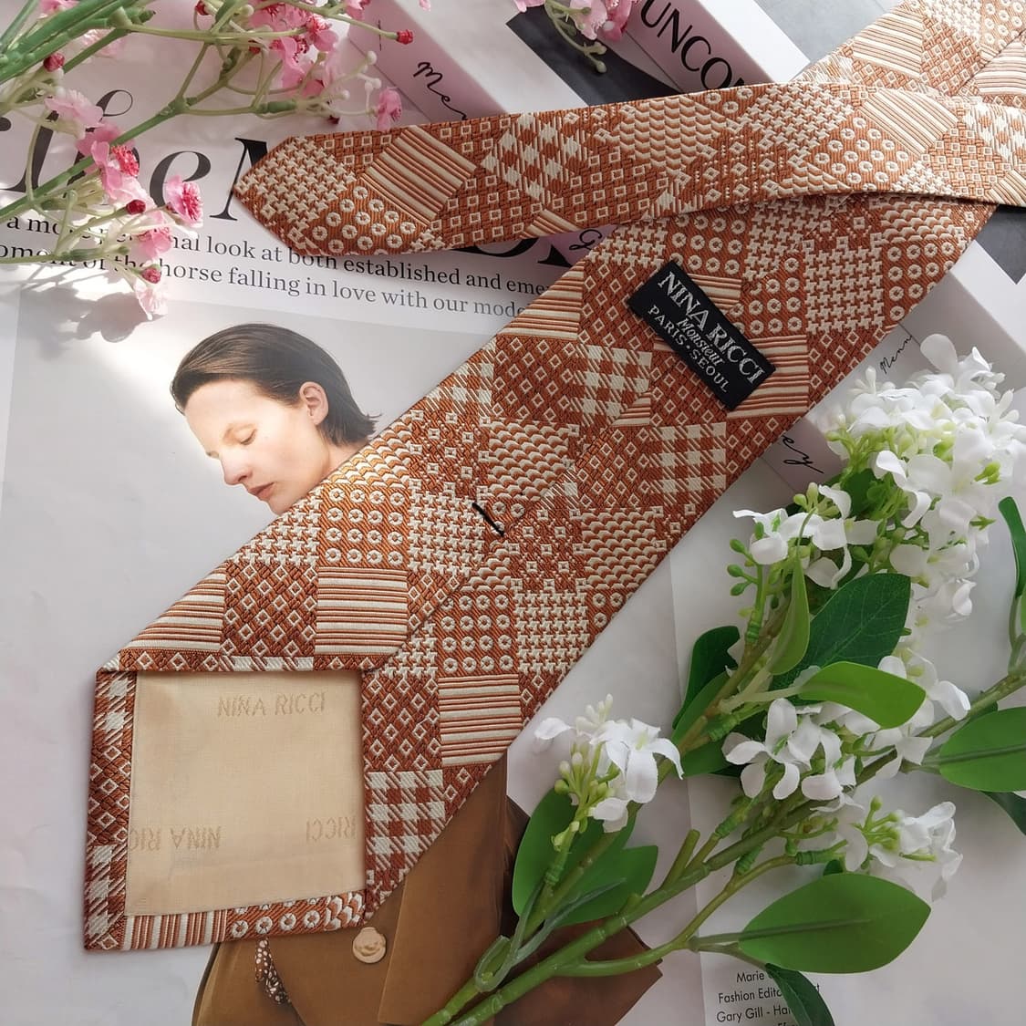 니나리치 실크 브라운 패턴 넥타이 9.6cm A+등급 K2406
 상품이미지4