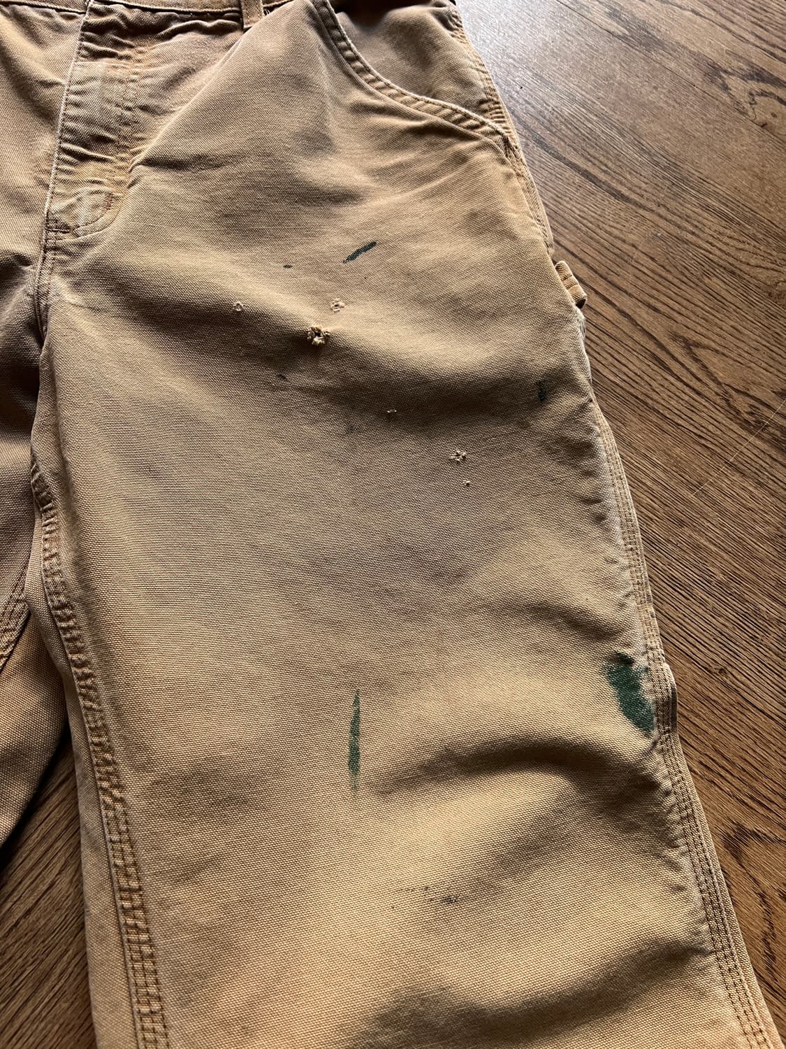 [32]칼하트 USA 빈티지 페인팅 브라운 싱글니 워크팬츠 상품이미지3