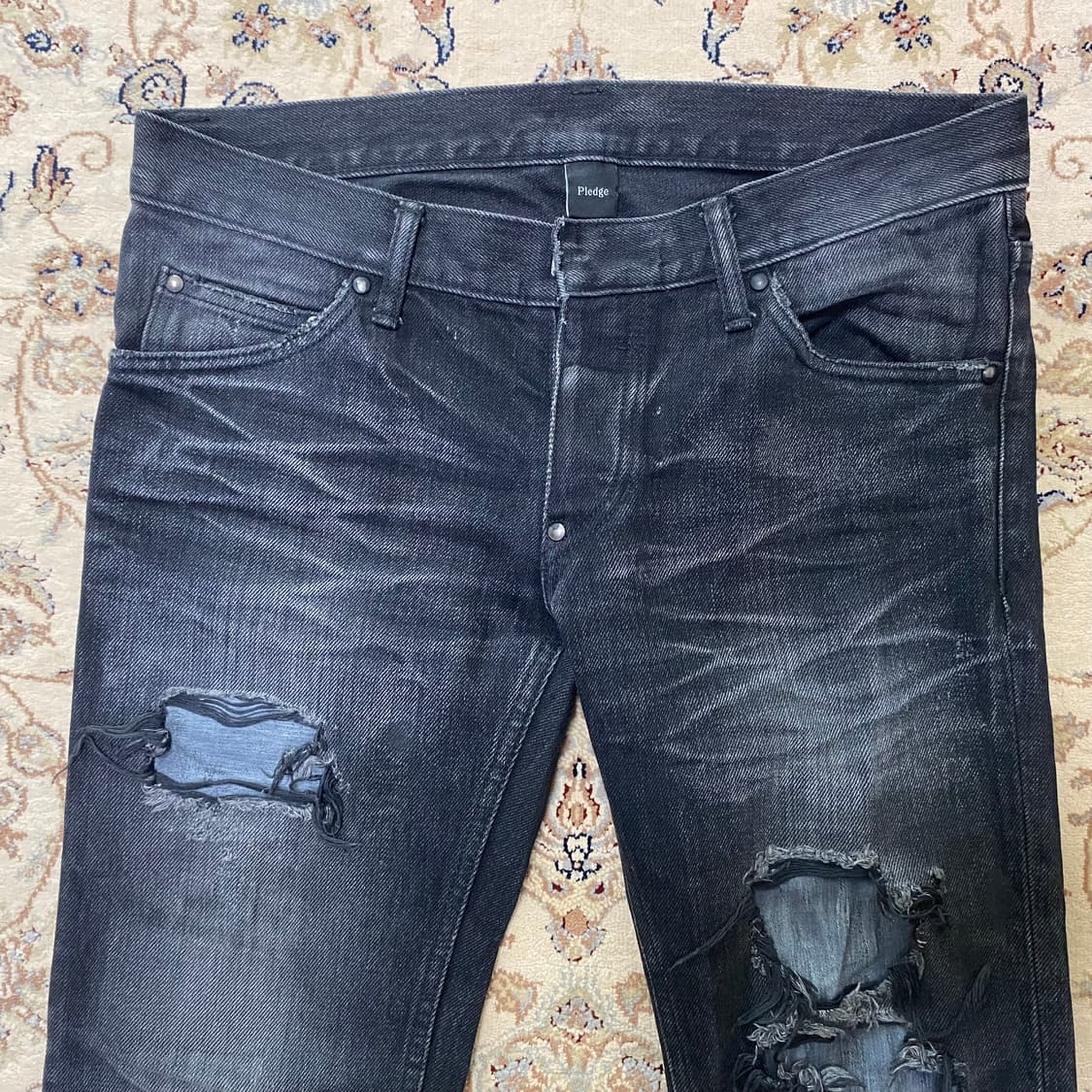 [46] 플레지 디스트레스드 페인팅 스키니진 상품이미지4