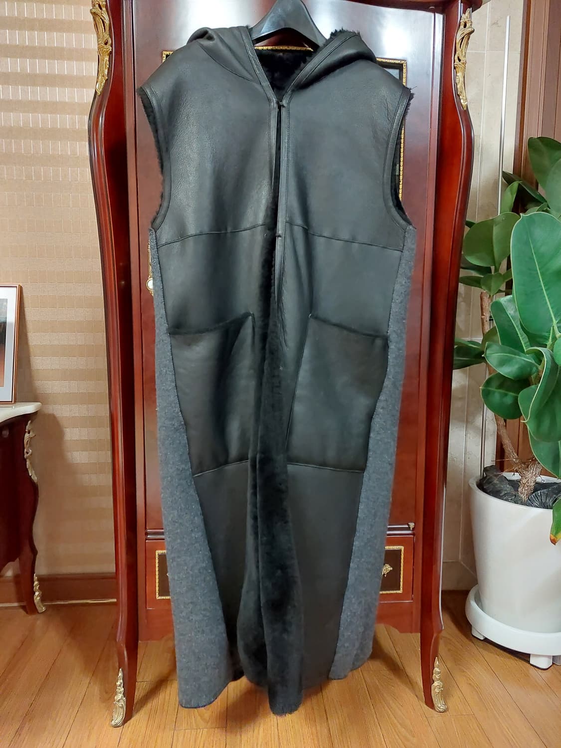 쏘울 터키 리버시블 리얼 램스킨 무스탕 베스트 조끼 블랙 77 새상품 상품이미지4