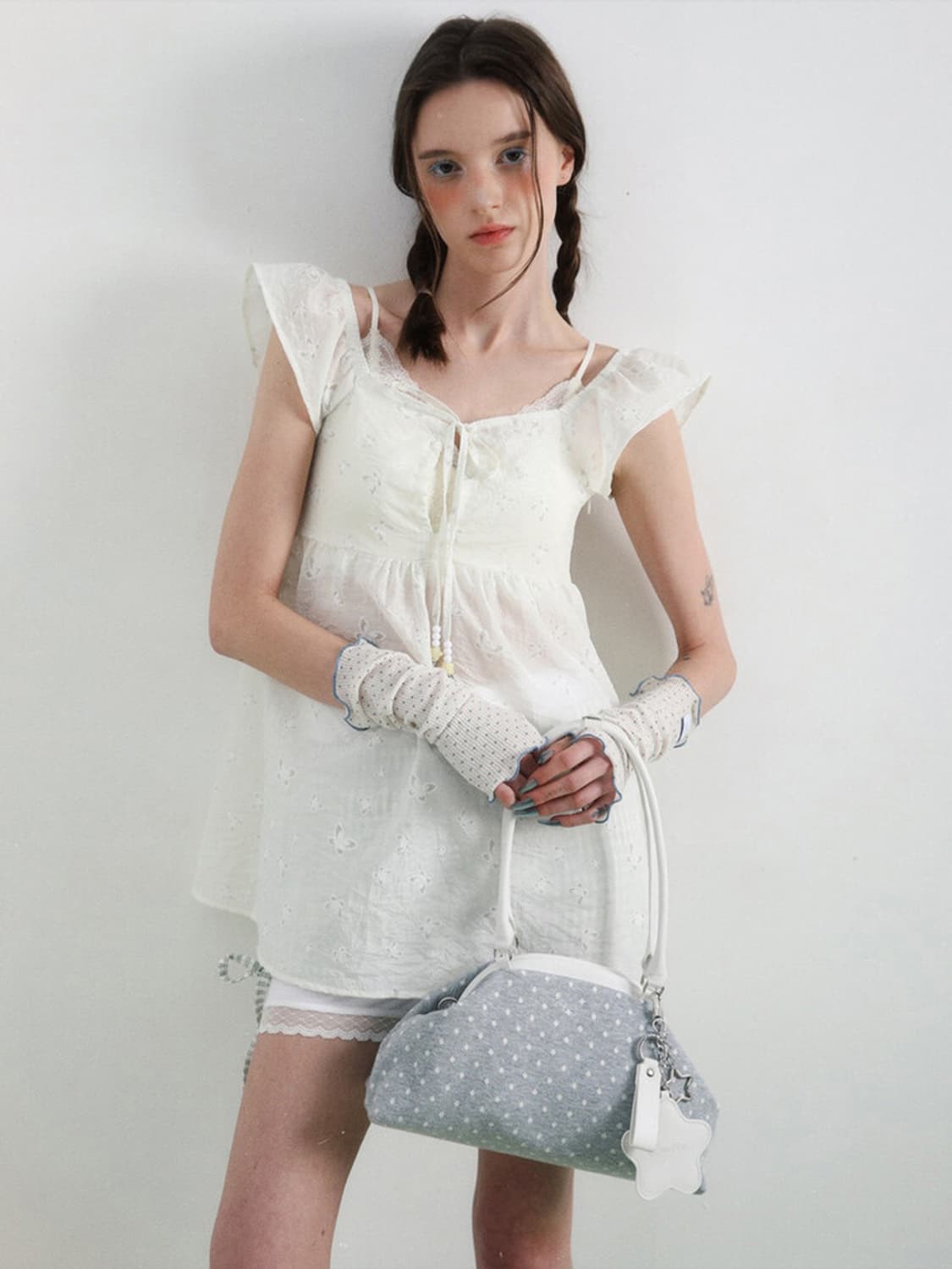 Dot Cozy Dumpling Bag Gray 상품이미지4