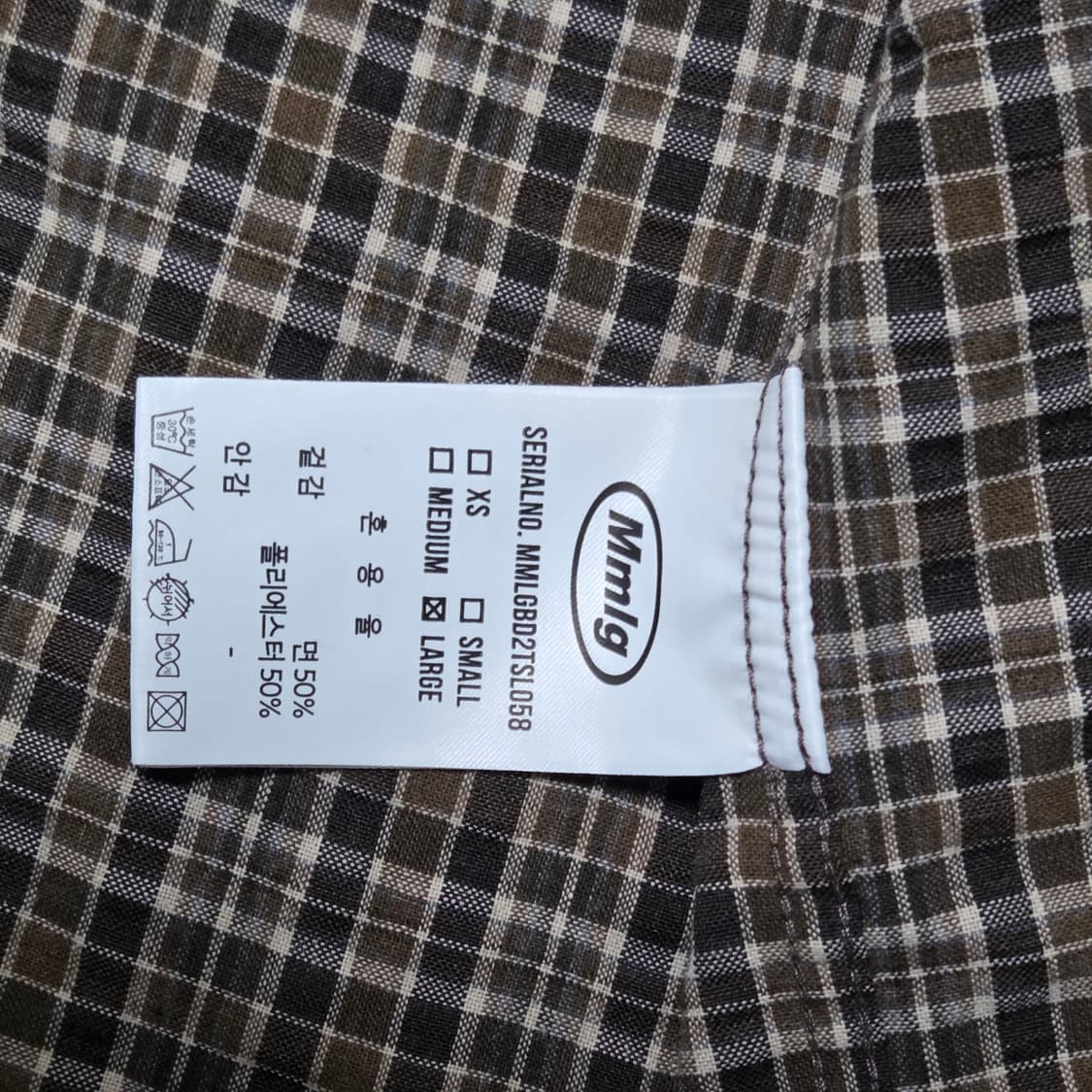 Mmlg 시리즈 브라운 체크 패턴 셔츠  상품이미지5