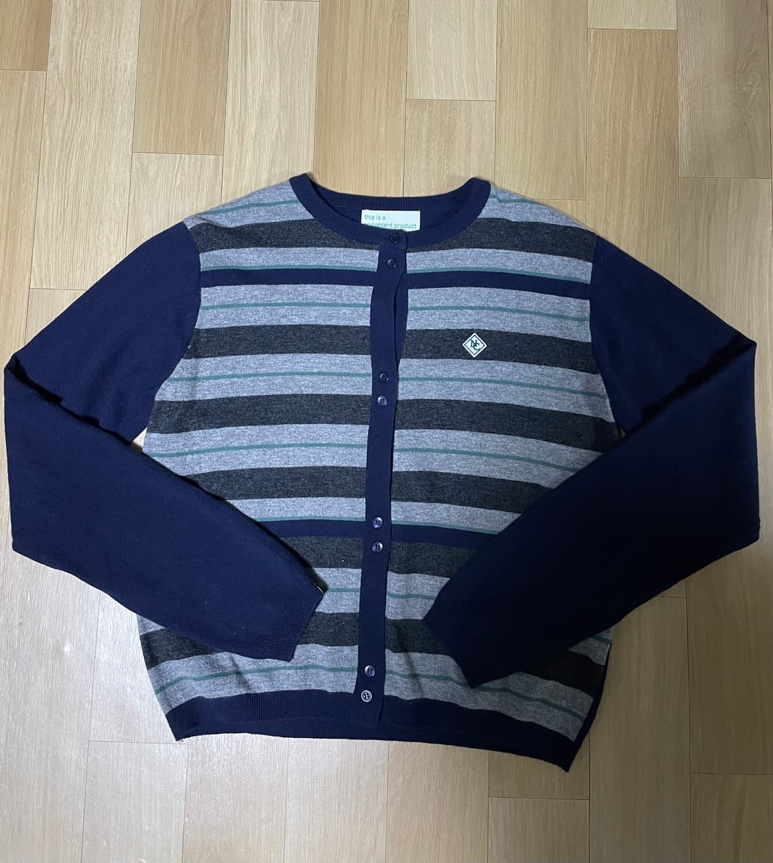 노컨텐츠 캐시미어 울 스트라이프 가디건 _ 네이비 상품이미지5