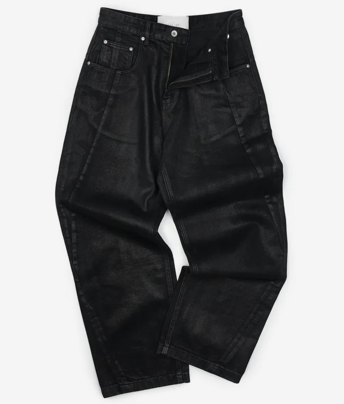 Aslant Denim Coating Pants Black 상품이미지1