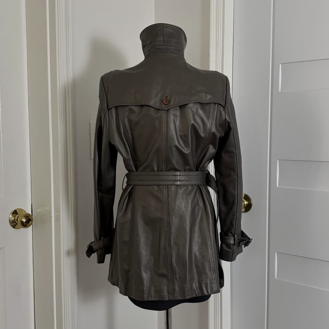 Robo 레더 트렌치 코트 그레이 양가죽100% 상품이미지7