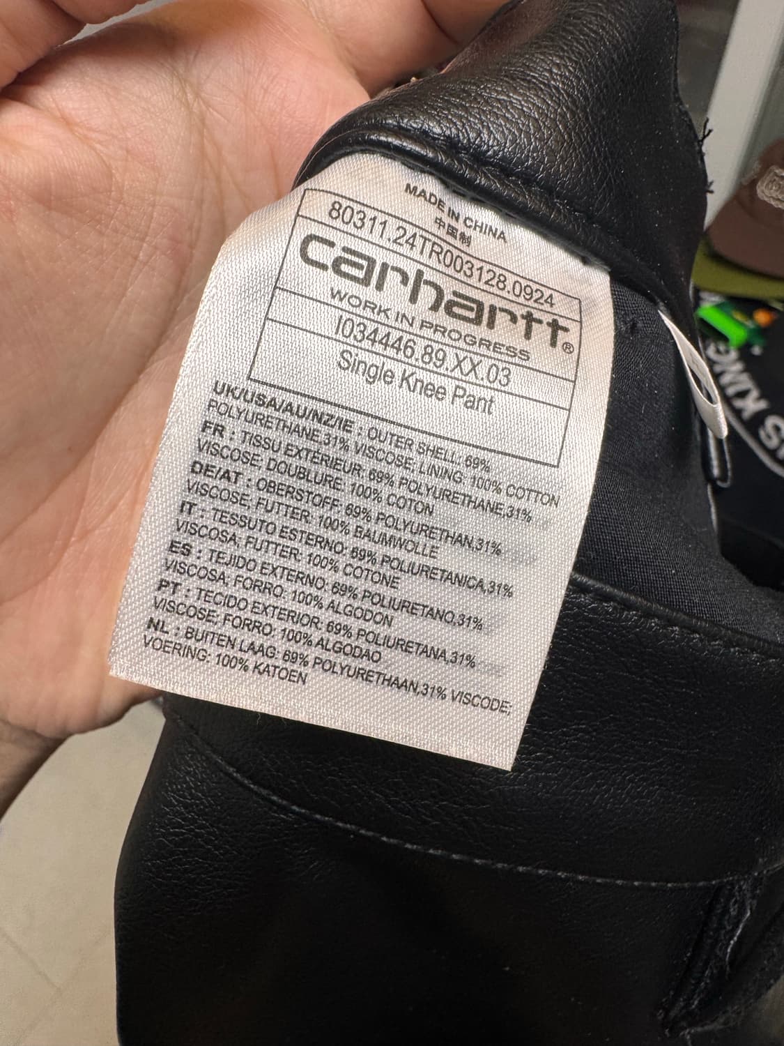 칼하트 싱글니 레더팬츠 m 상품이미지5