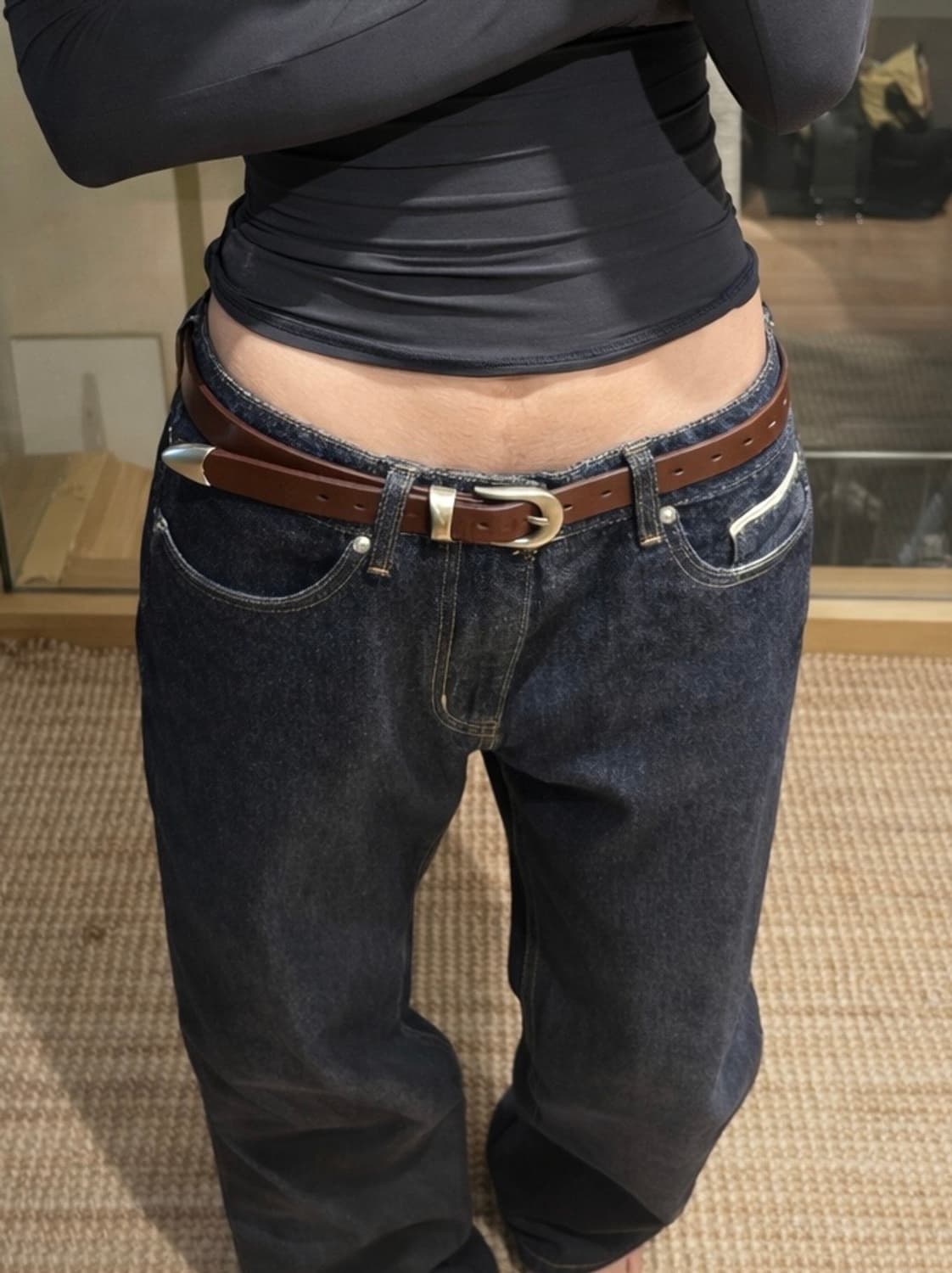 빈티지무드 버건디 소가죽벨트 상품이미지2