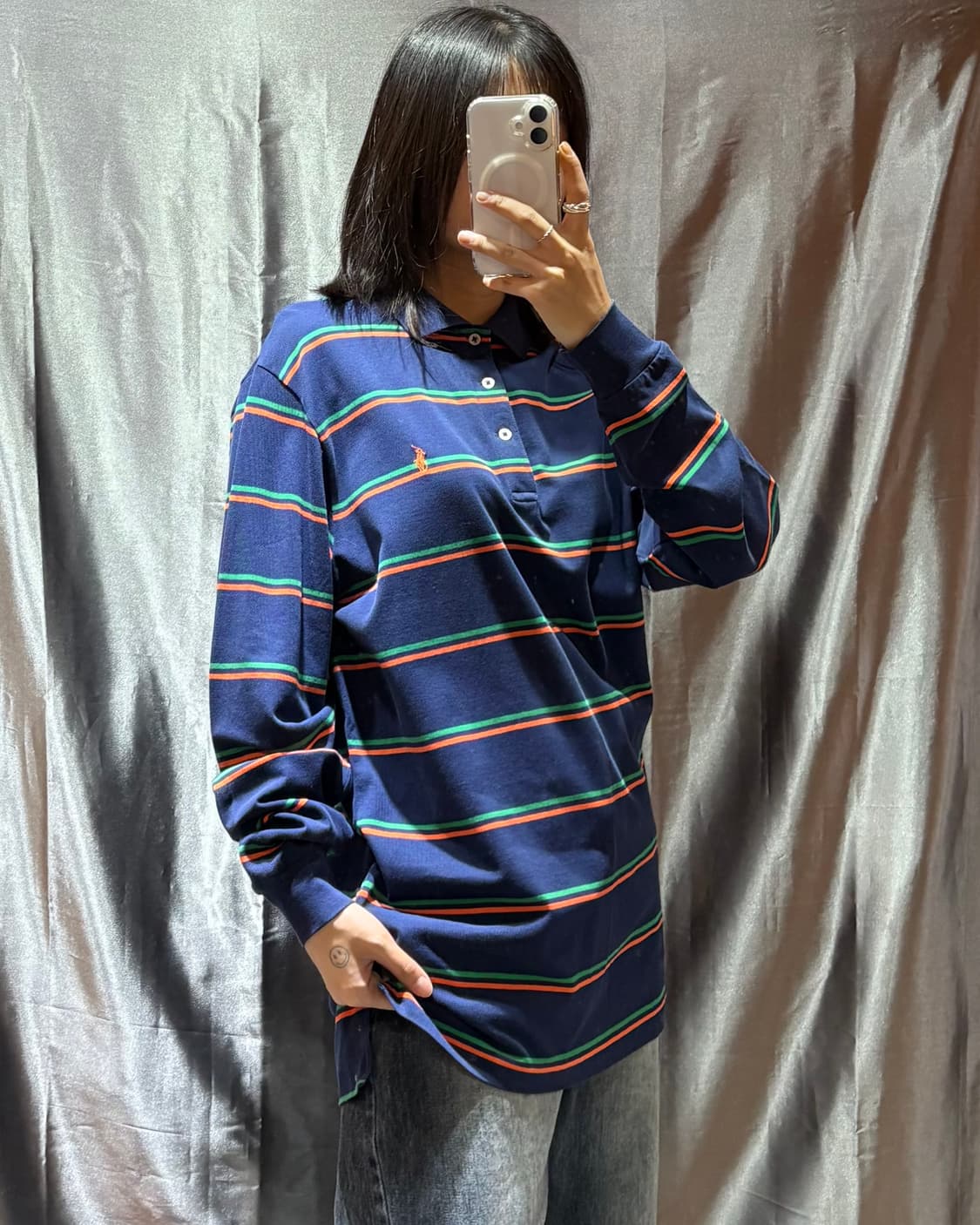 M 폴로랄프로렌 스트라이프 배색 카라 롱슬리브 상품이미지1