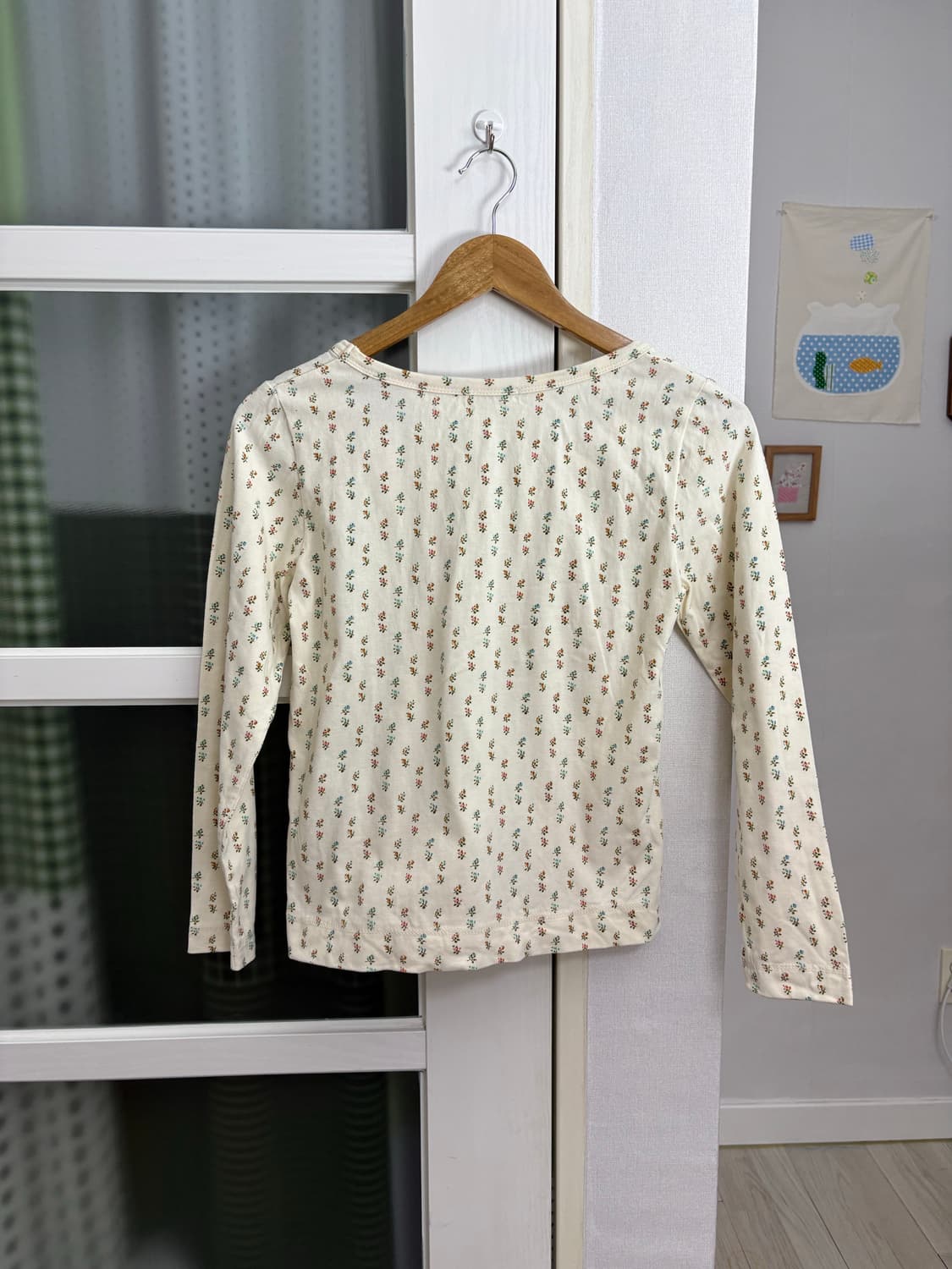 크림 잔꽃 크로쉐 긴소매 티셔츠 상품이미지4