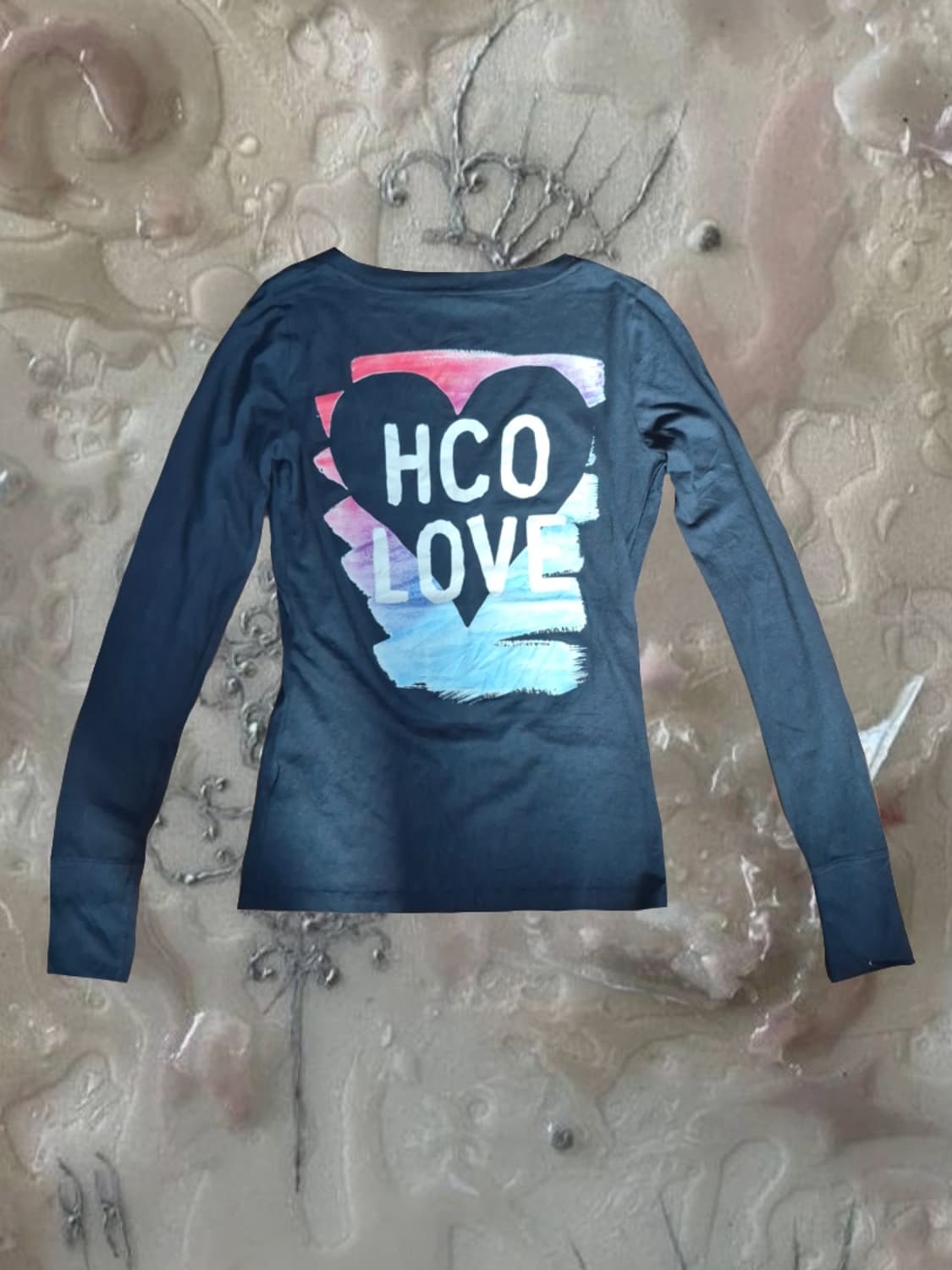 y2k 미국 빈티지 홀리스터 긴팔 티셔츠 롱슬리브 브이넥 네이비 상품이미지3