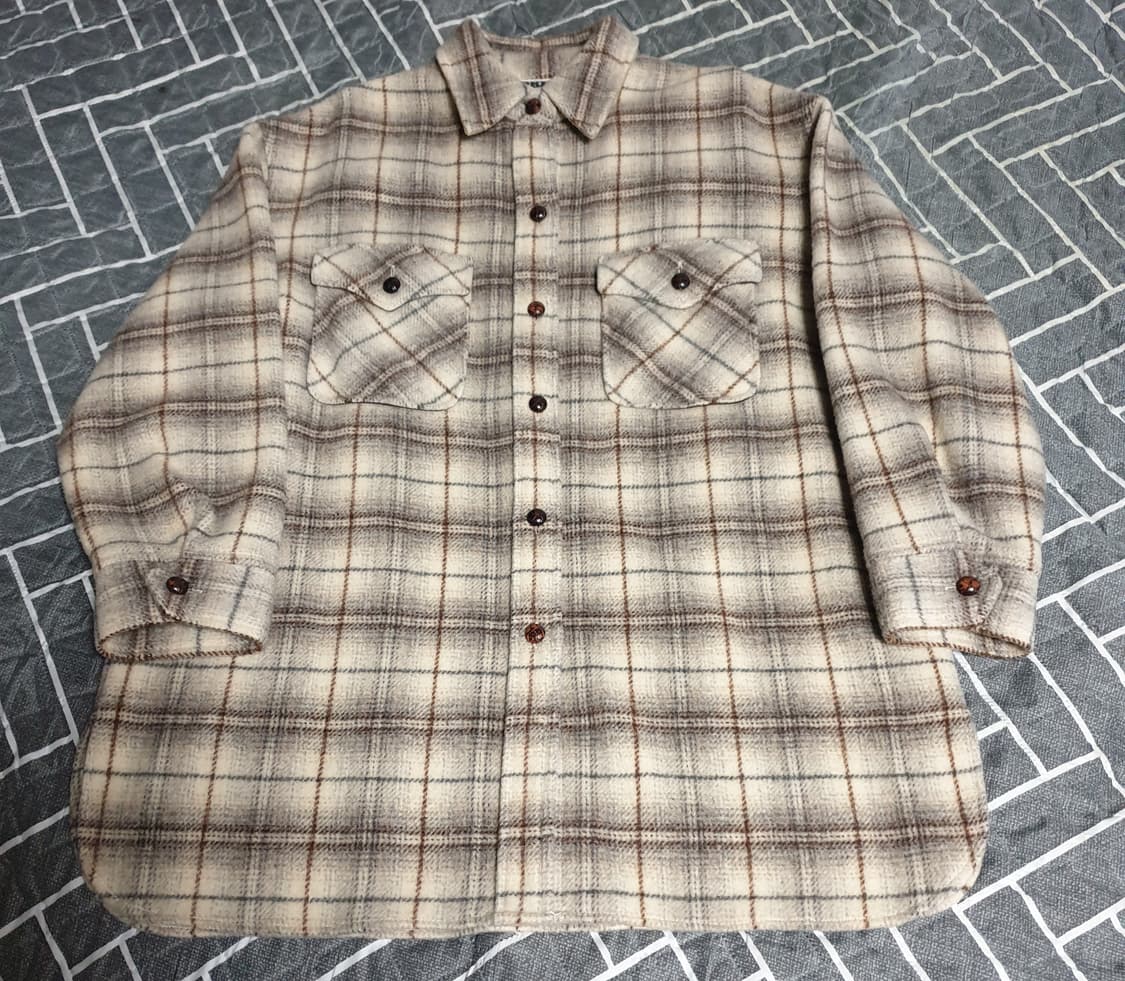 DKNY 오버핏 혜비 울 체크셔츠 브라운 (S) 상품이미지1