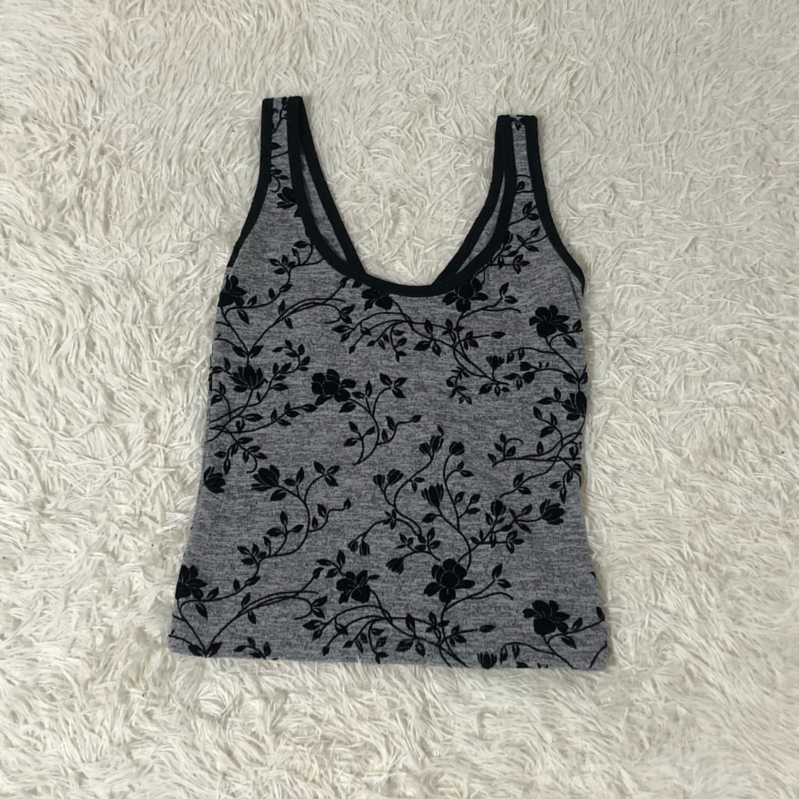 빈티지 그레이 플라워 나시 상품이미지2