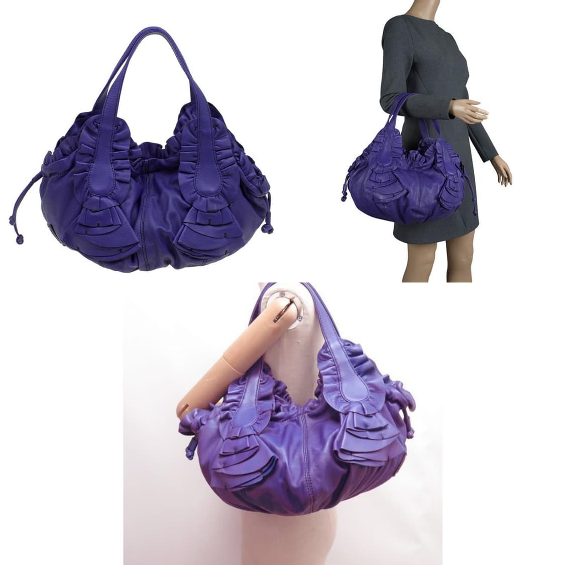 발렌티노 퍼플 레더 러플 이딜 호보백  (정품) 상품이미지2