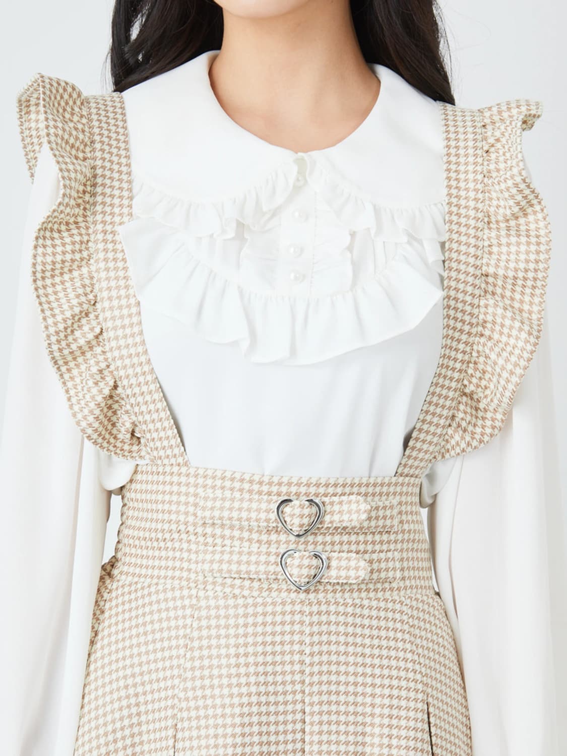 🤎(새상품)앙크루즈 라떼갸루 하트버클 서스펜더 원피스 스커트 상품이미지1