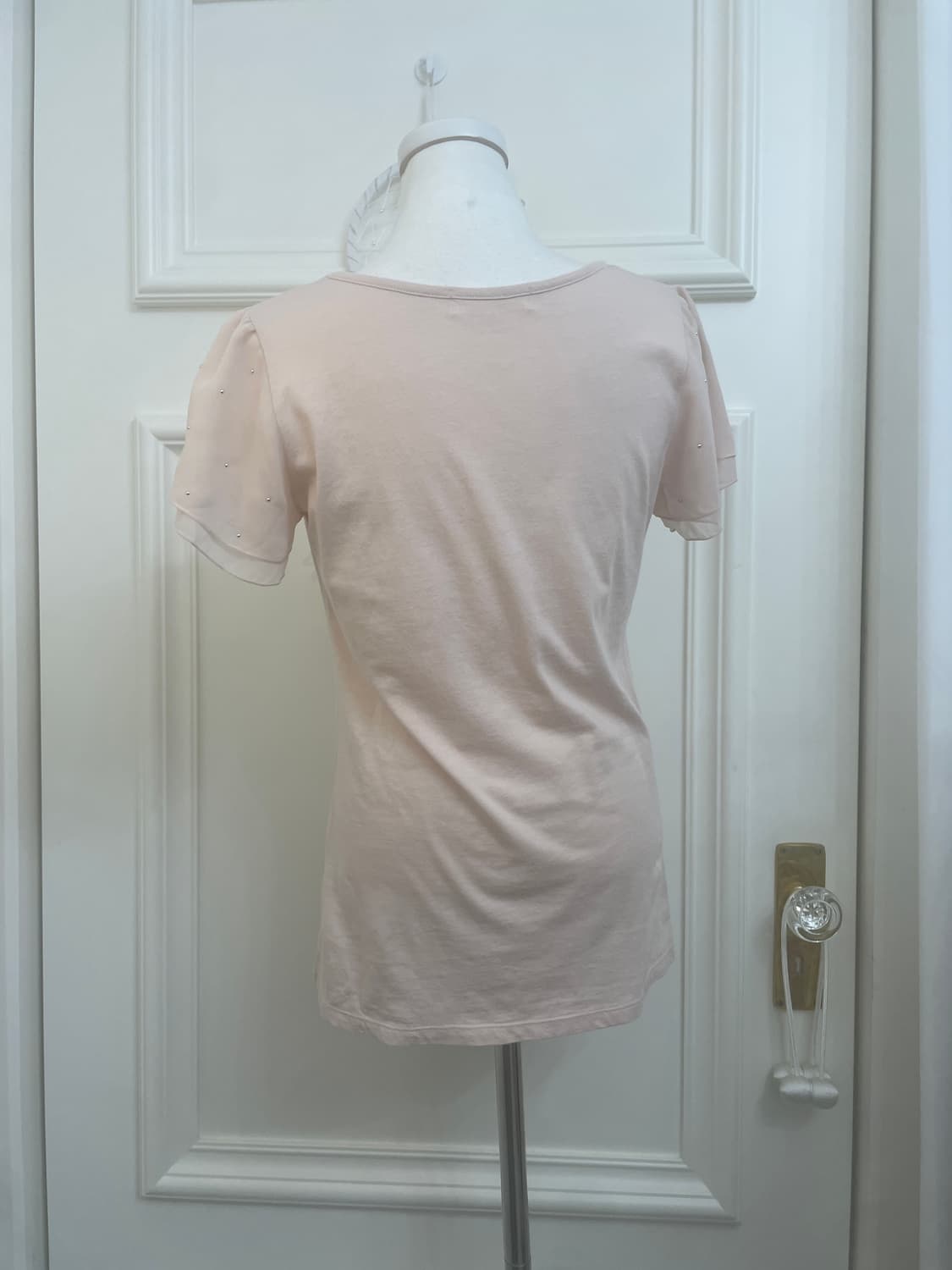 sheer pink sleeve cubic point top 상품이미지3