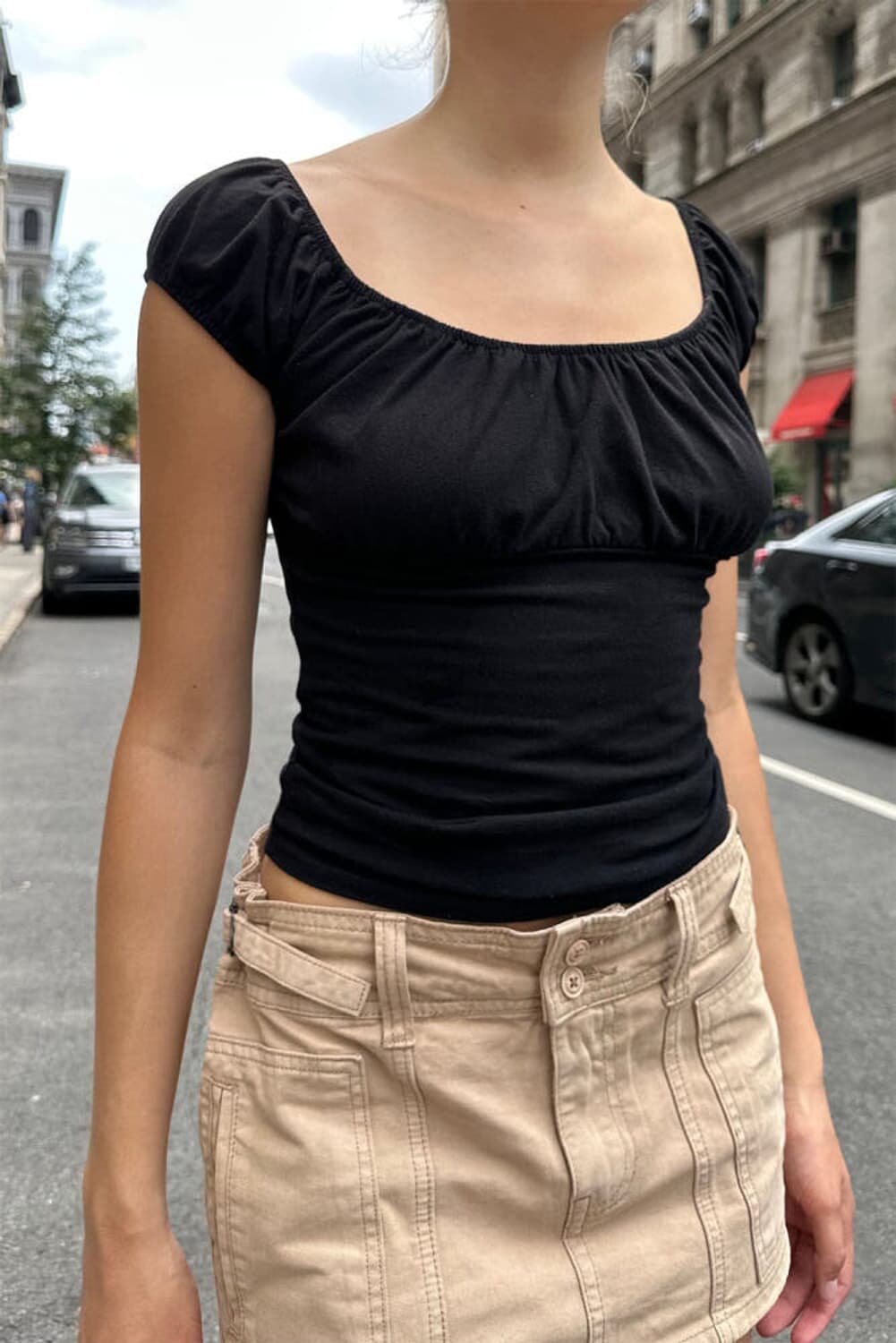 브랜디멜빌 반팔 CASEY 스퀘어넥 티셔츠 네이비  상품이미지2