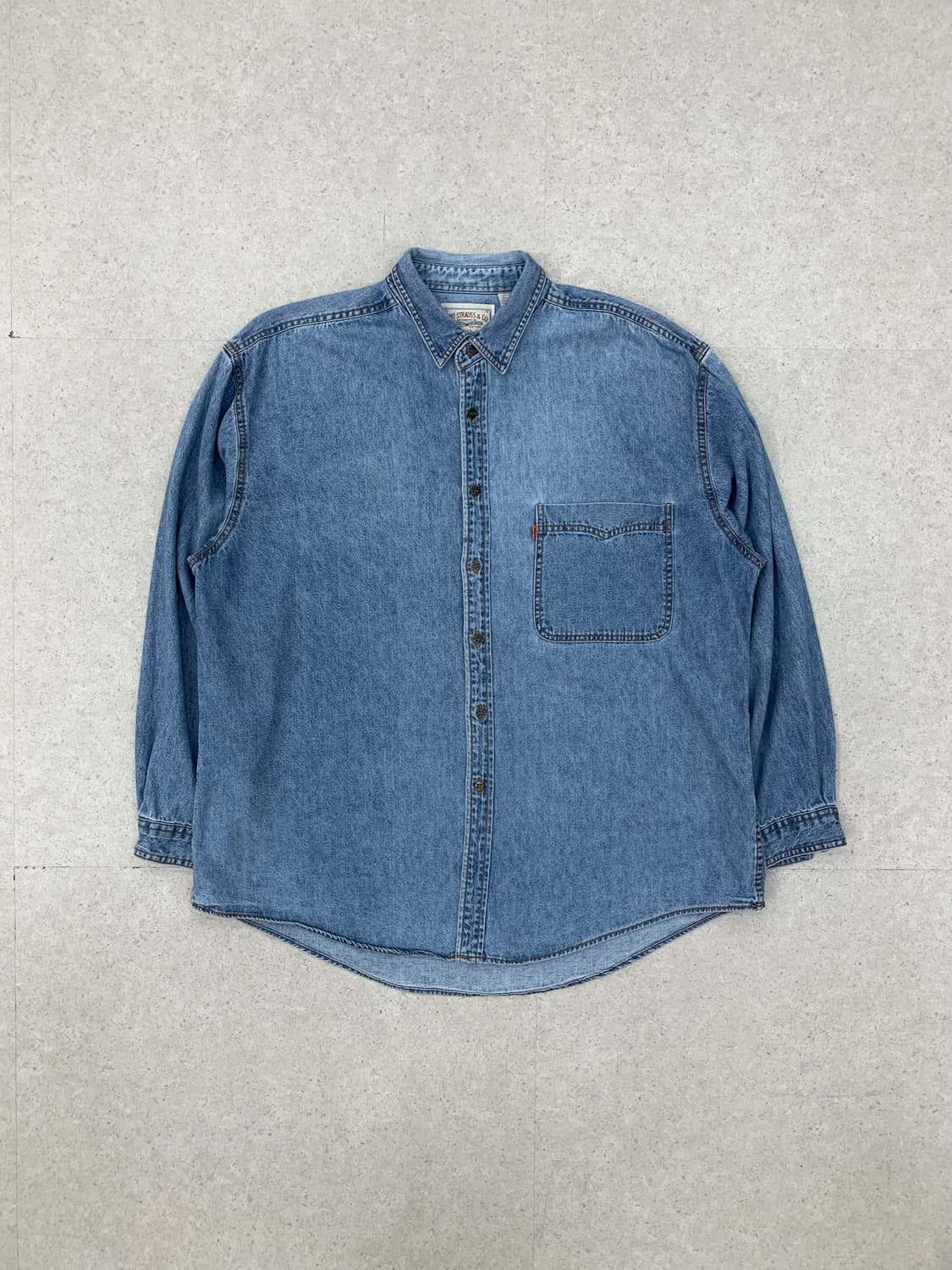 Levis 90s 리바이스 오렌지탭 싱글포켓 데님셔츠 상품이미지1