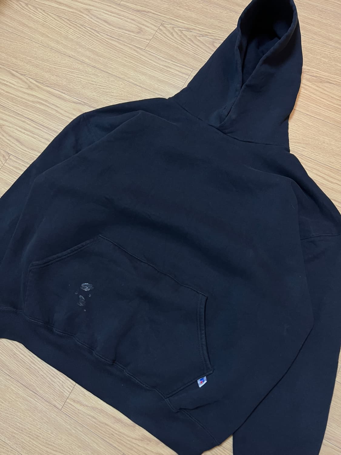 90s USA 러셀 빈티지 후드 블랙 XL 상품이미지4