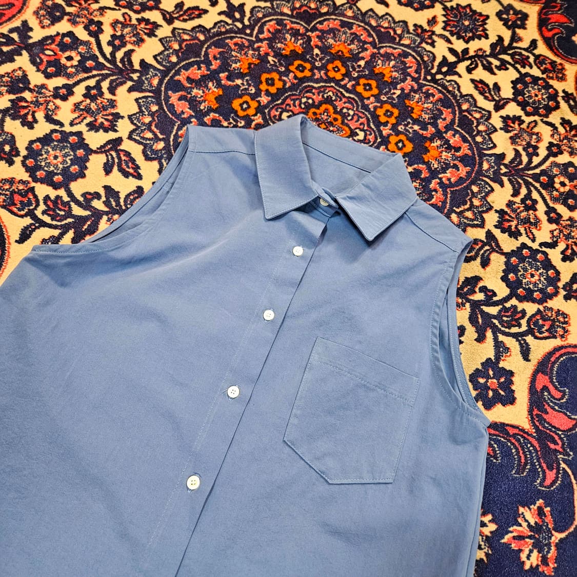 스무스무드 24ss 블루 슬리브리스 셔츠 Free 상품이미지3