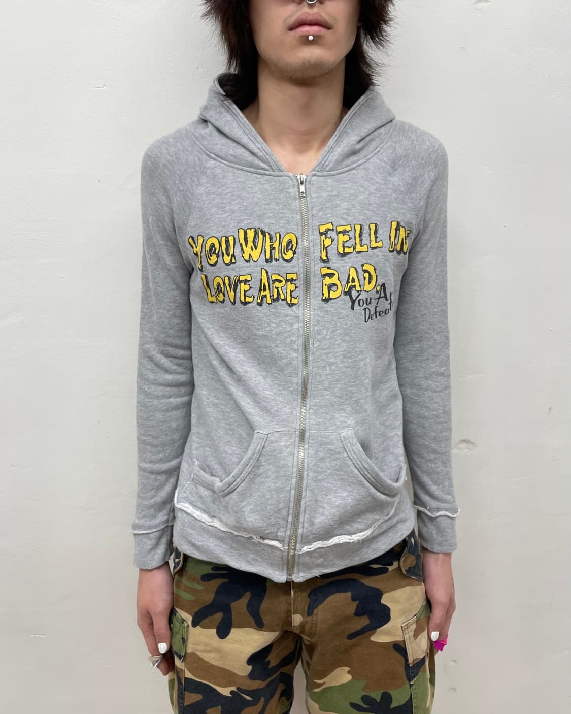 ellow lettering skull gray hooded zip-up 상품이미지3