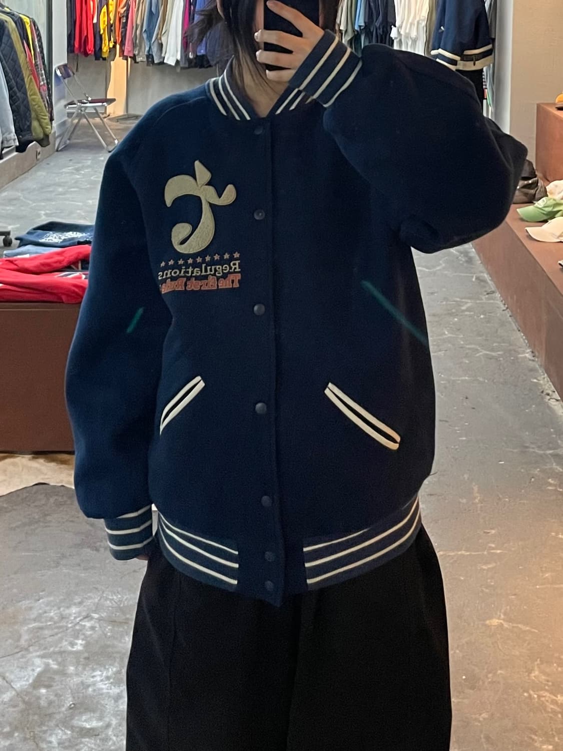 테켓 모직 네이비 바시티 자켓 H2216 상품이미지1