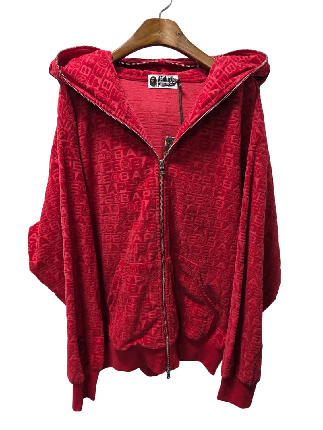 베이프 럭스 스포츠 패턴 샤크 릴렉스드 핏 Fz 후드 레드 상품이미지1