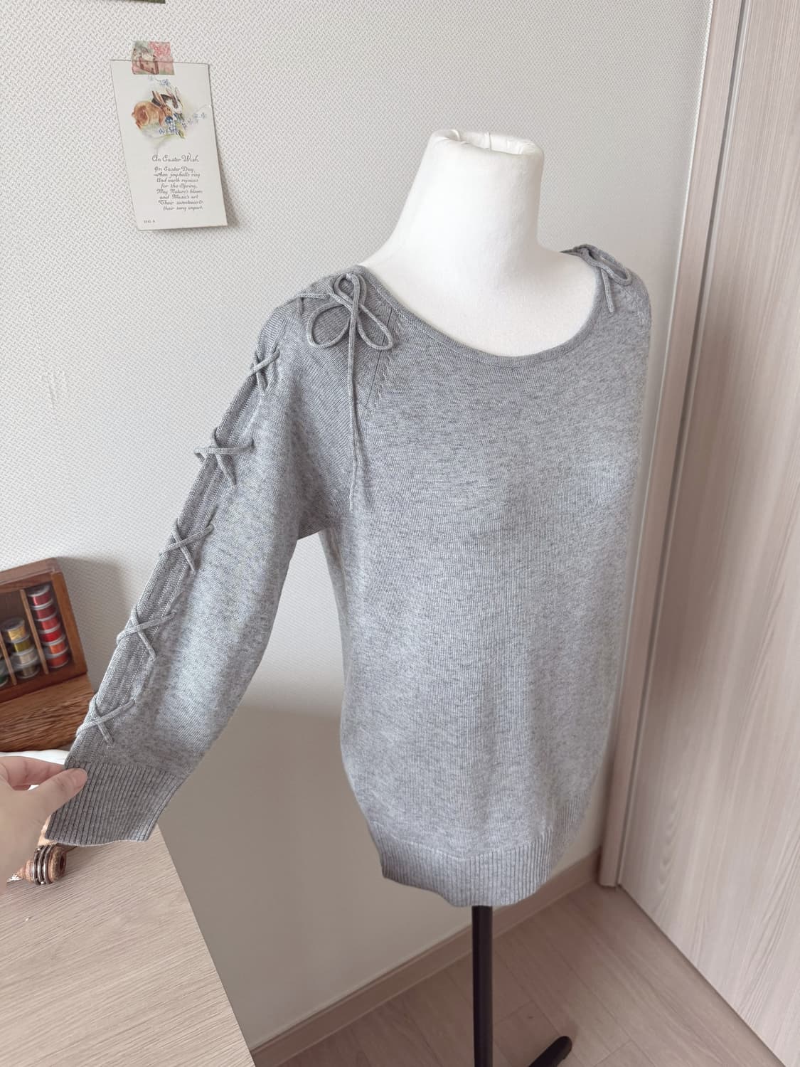 그레이 리본 니트 상품이미지2
