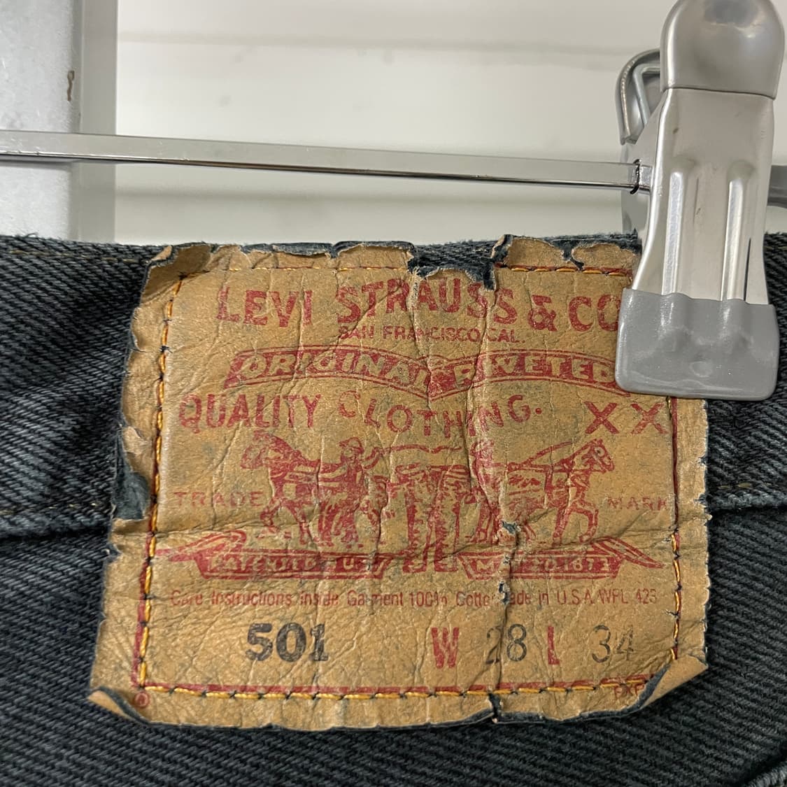 리바이스 501 블랙 데님 팬츠 W28 L34 상품이미지4