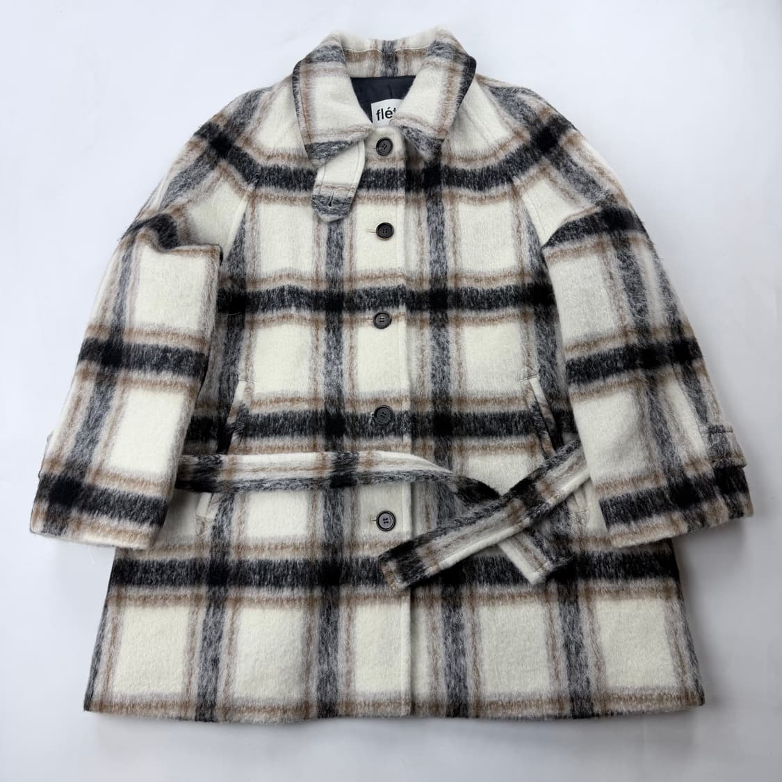 플레따 모헤어 체크 하프코트 상품이미지1