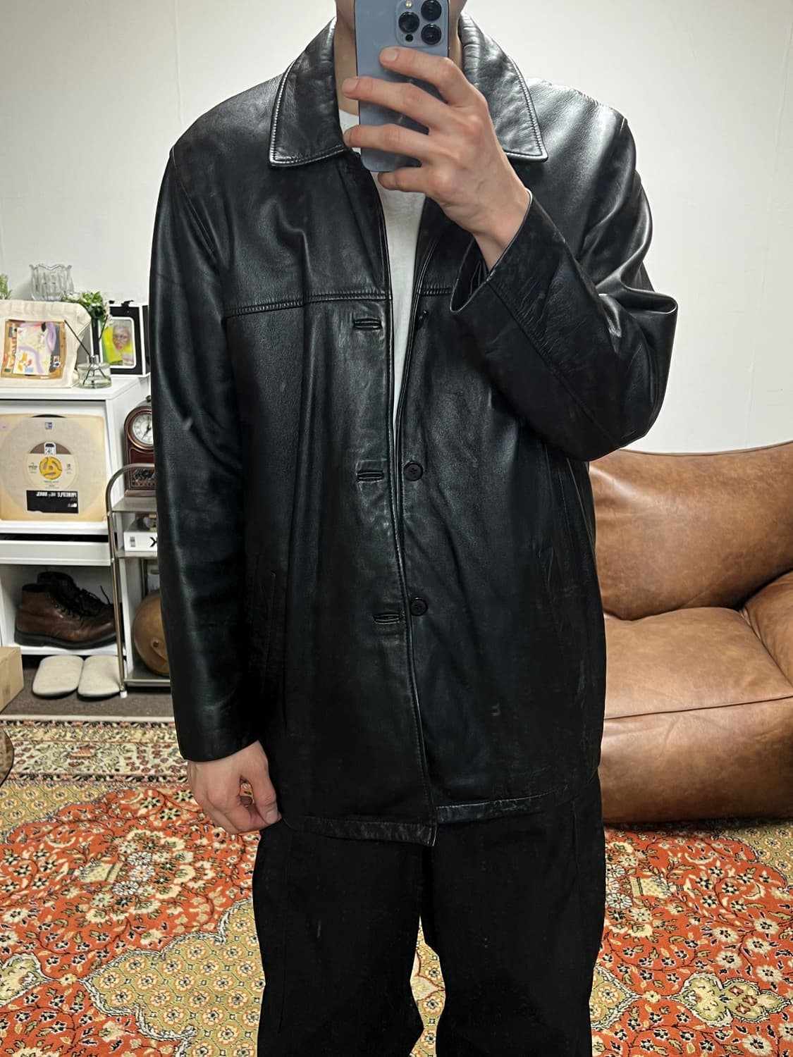 [착용샷 100] ROBO 양가죽 카코트 가죽자켓 상품이미지3