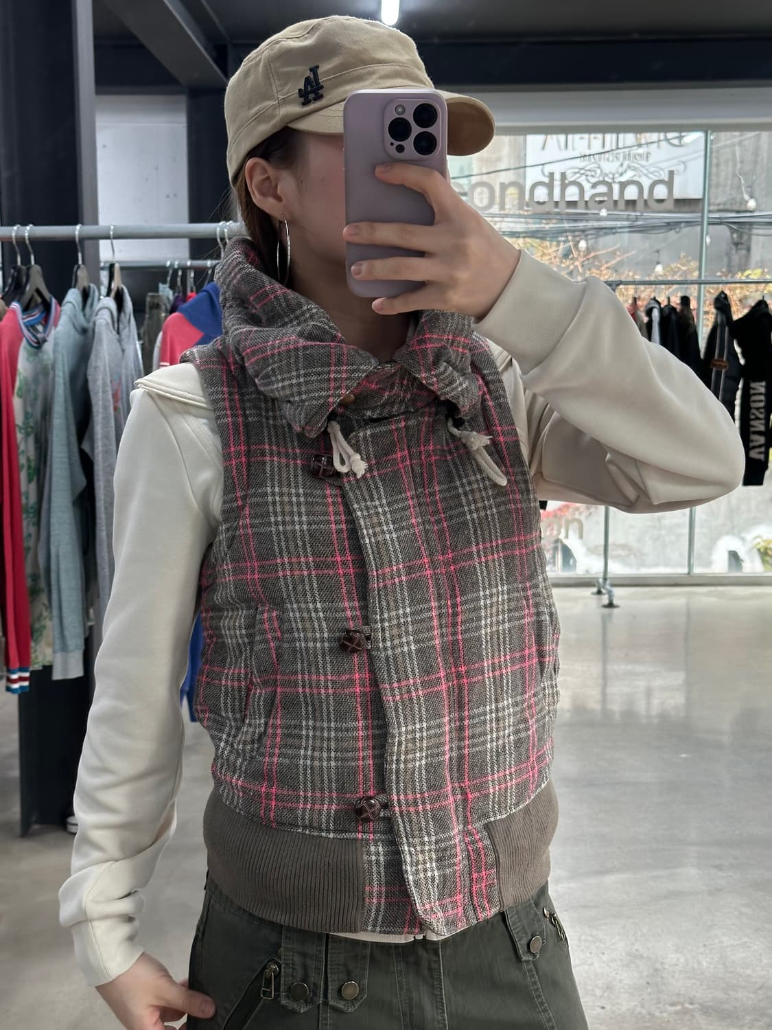 재팬빈티지 볼드넥 체크 봄버 베스트 상품이미지5