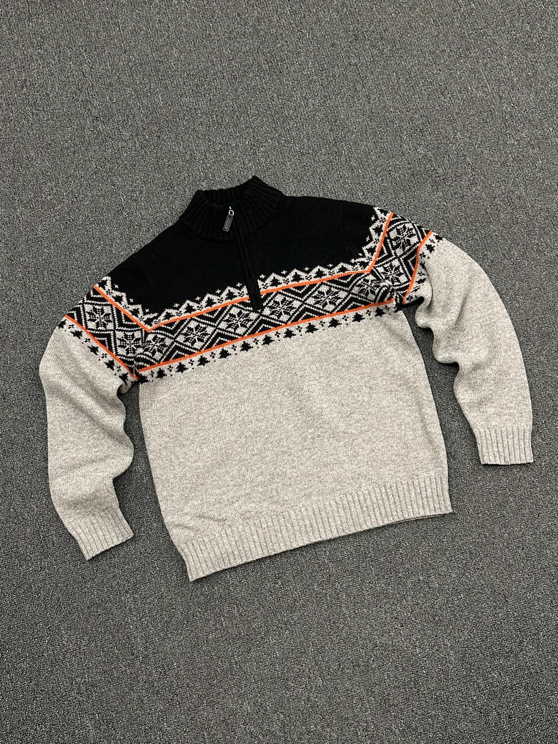M)빈티지 노르딕 울 하프집 스웨터 상품이미지4