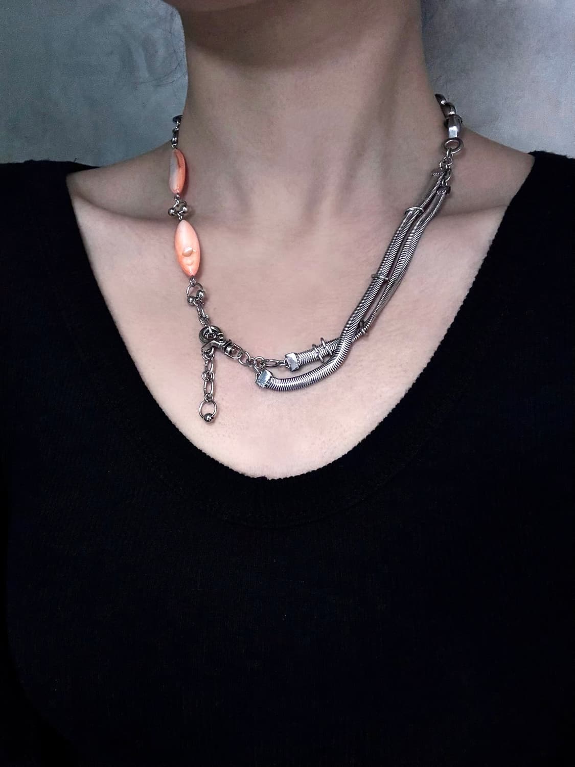 Orange Mix Chain Necklace 상품이미지1