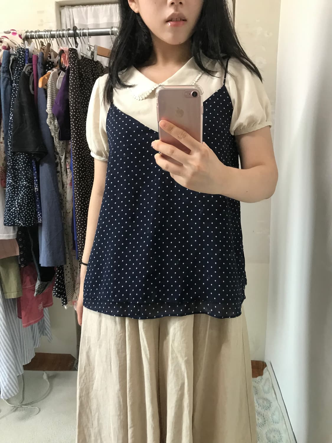  vinatge pure dot navy sleeveless  상품이미지3