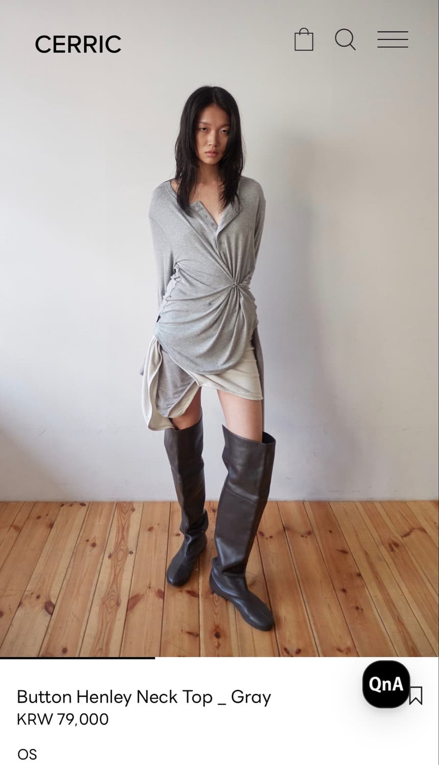 Cerric 세릭 Button Henley Neck Top _ Gray 상품이미지3