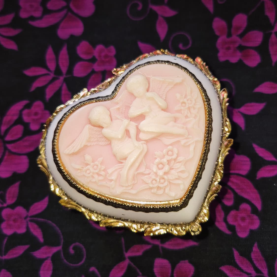 90s 엔틱 천사 카메오 하트 오르골 보석함 상품이미지6