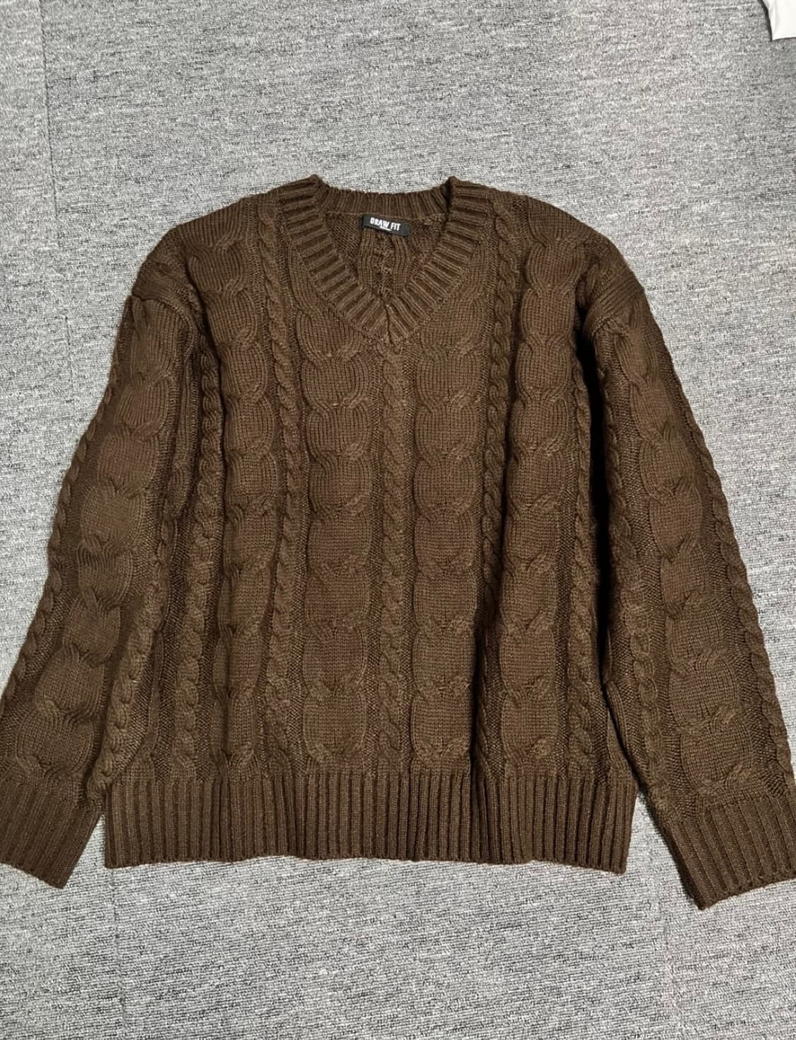 드로우핏 브이넥 헤어리 니트 M 브라운 상품이미지2