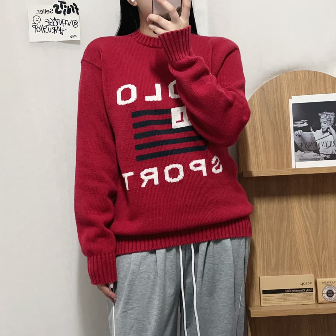 [정품] 폴로 스포츠 레드 빅로고 라운드 니트 [ L ] 상품이미지2