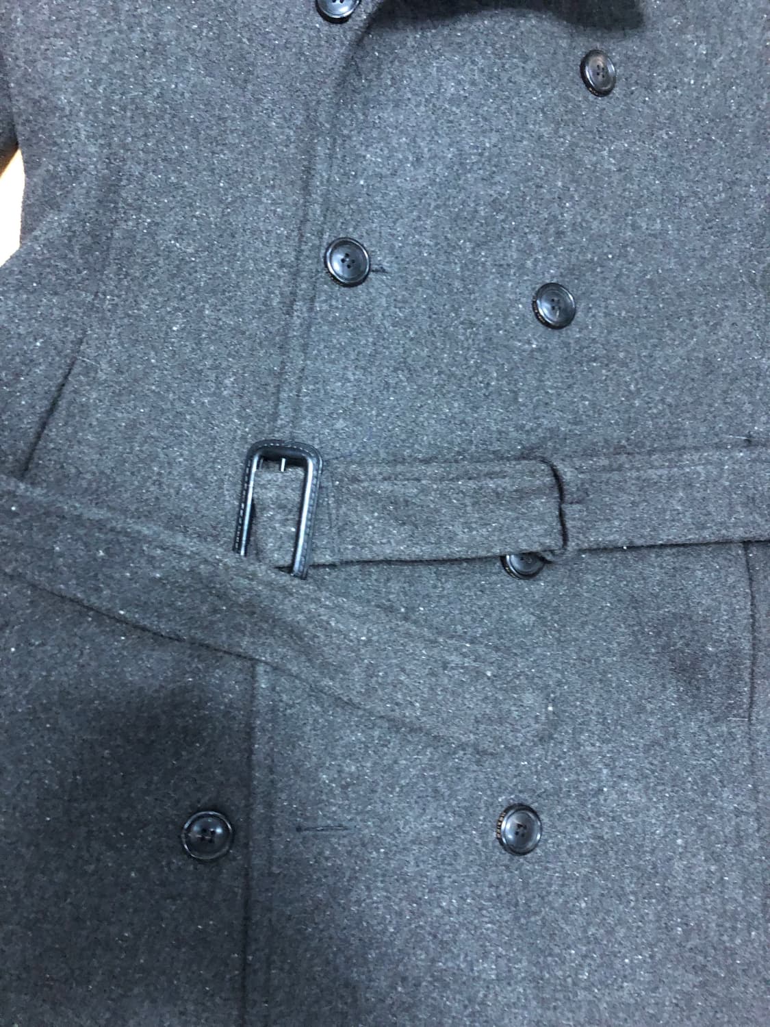 모아이코 가죽카라 벨트 더블코트 L 상품이미지5