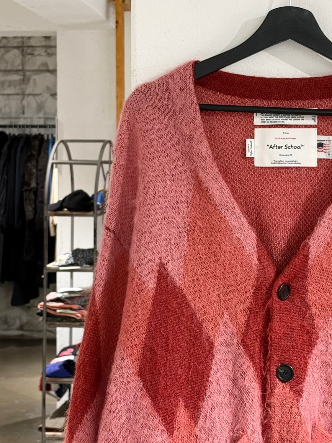 다이릭 22aw After School 레드 아가일 모헤어 니트 가디건 상품이미지2