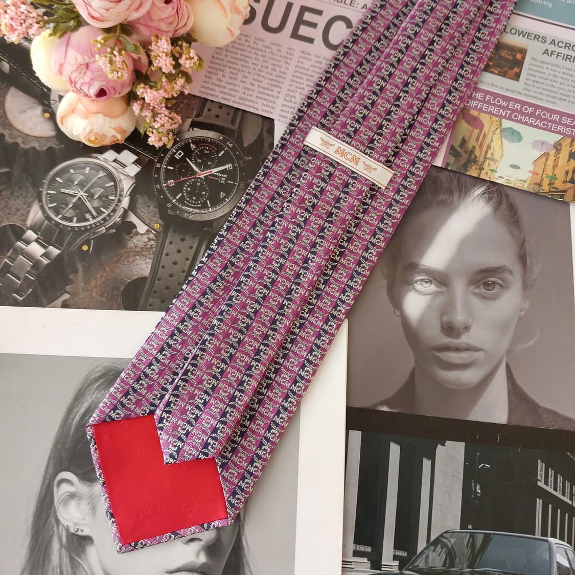 MCM 실크 올오버 로고 패턴 넥타이 9.3cm A+등급 A19068
 상품이미지4