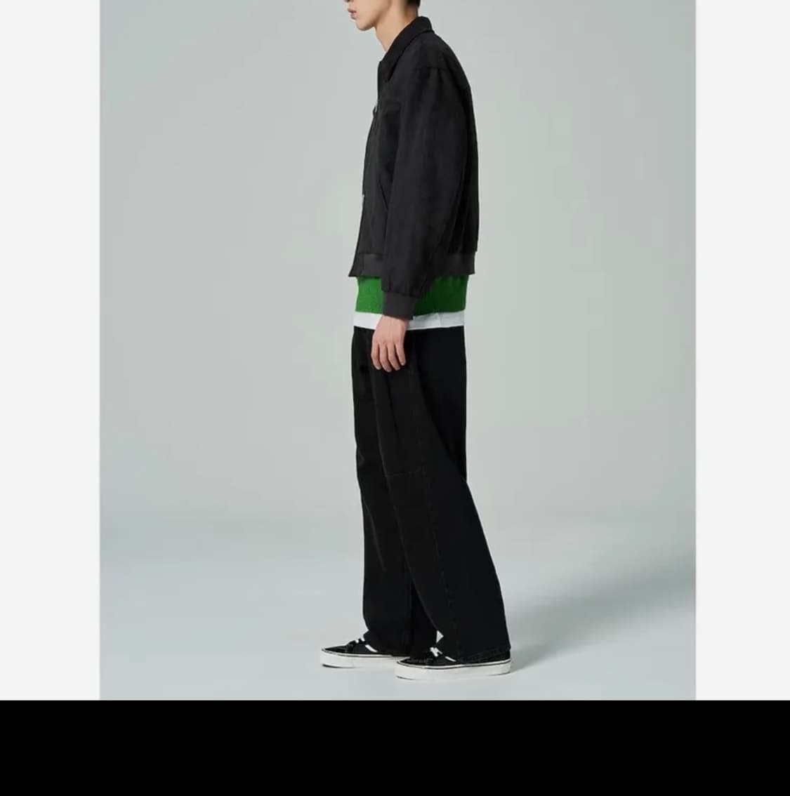 에잇세컨즈 투턱 와이드 커브드 흑청바지 33 상품이미지3