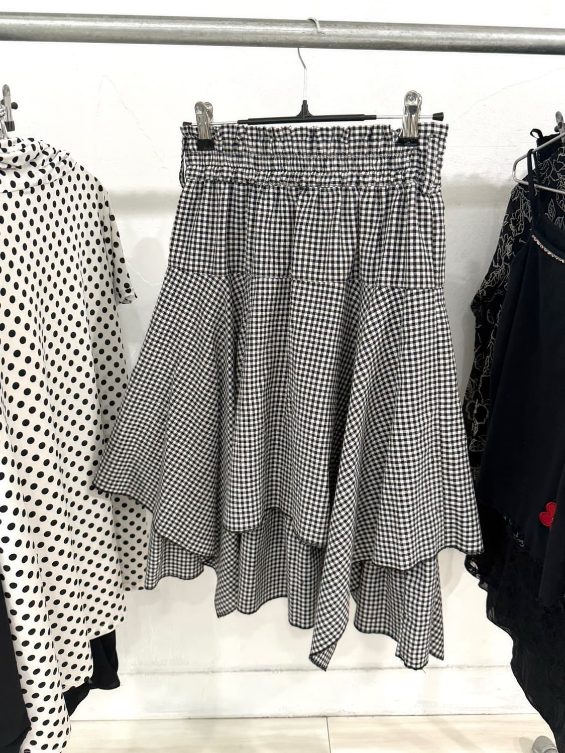  Check Layered Asymmetrical Midi Skirt 상품이미지7